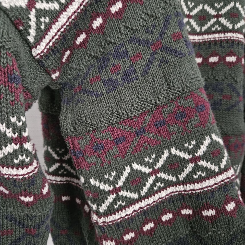 Vintage Eddie Bauer Fair Isle Sweater Womens Medium Cotton Made in USA Granola - Picture 3 of 6